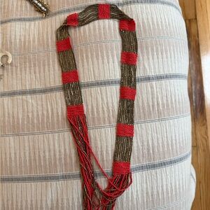 Elegant Red and Brown Beaded Necklace